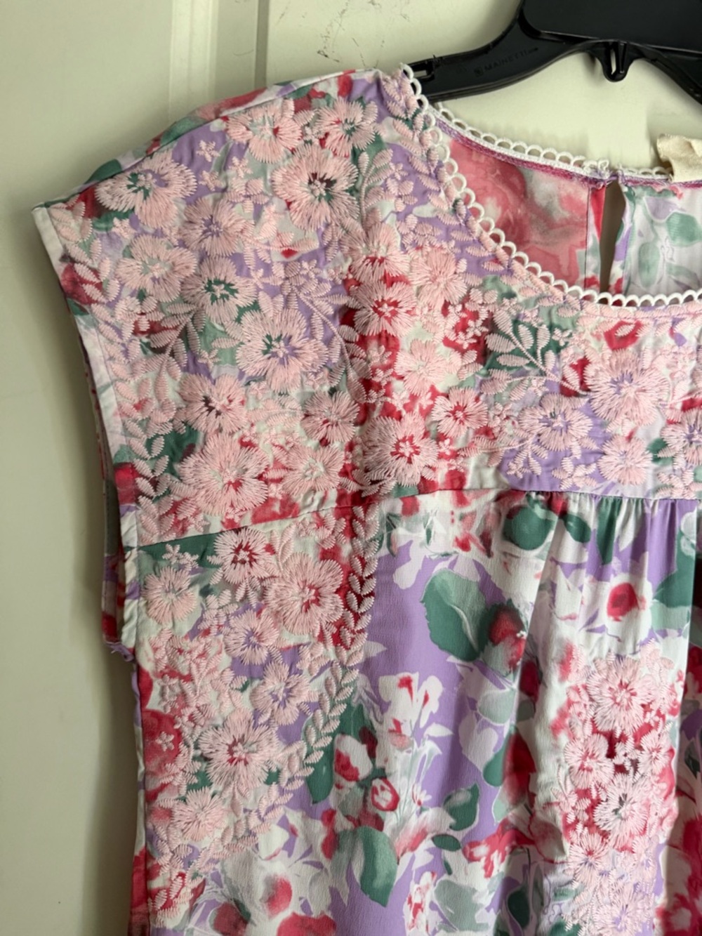 Savanna Jane Lavender and Pink Floral Lace Top L floral embroidered summer boho - Picture 5 of 10